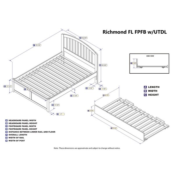 Richmond Full Platform Bed with Footboard and Twin Trundle in Espresso