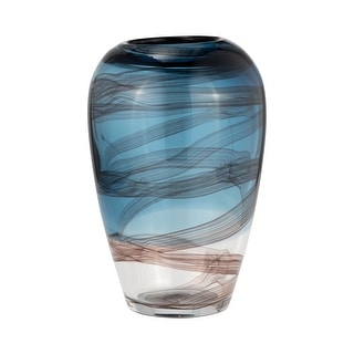 Sagebrook Home Glass, 9"H Swirl Vase, Blue, , 9"H, - 6.0" x 6.0" x 9.0"