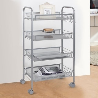 4 Tier Rolling Kitchen Pantry Storage Utility Cart Silver