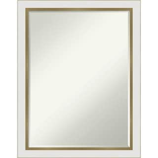 Petite Bevel Bathroom Wall Mirror - Eva White Gold Narrow Frame - 23 x 29 in