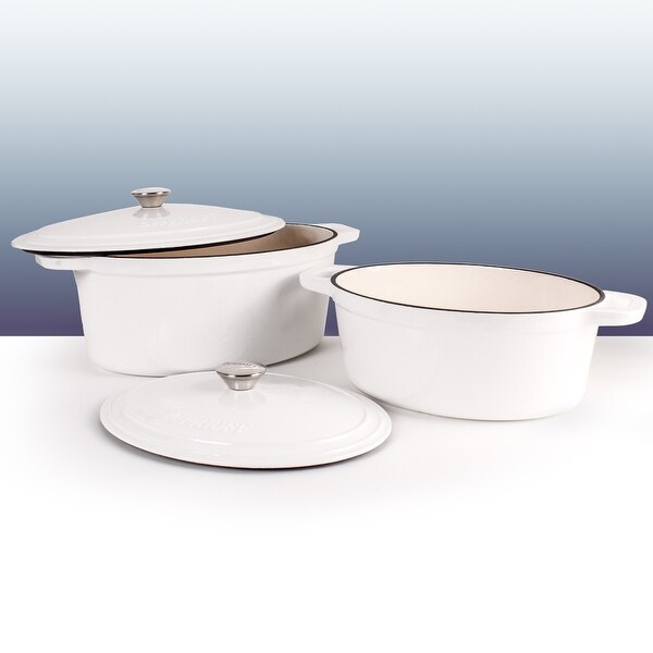 Neo 4pc Cast Iron Set 5 & 8Qt. Cov Dutch Ovens White