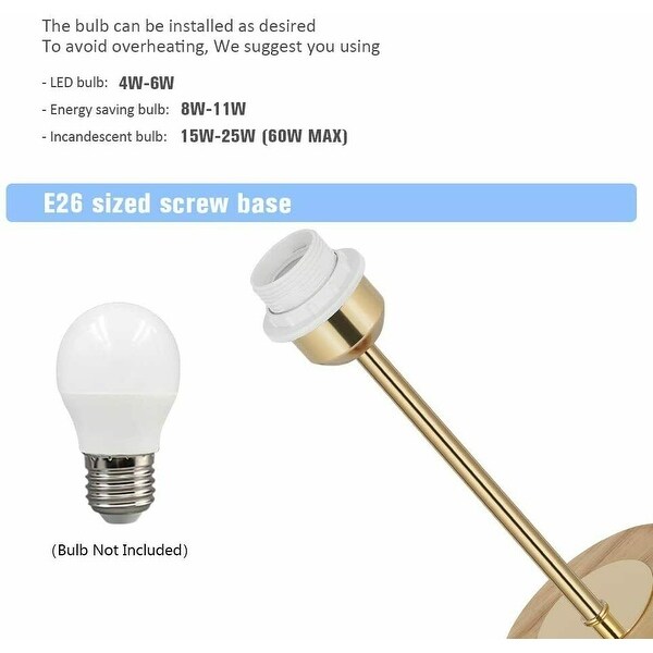 Gold Desk Lamp with Linen Shade, Modern Wood Bedside Lamp Set of 2