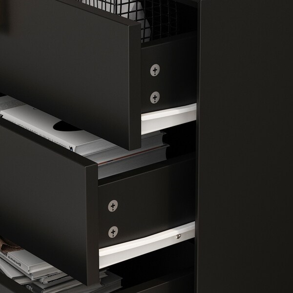 21.3"H Nightstand End Table Three Drawer Black and White