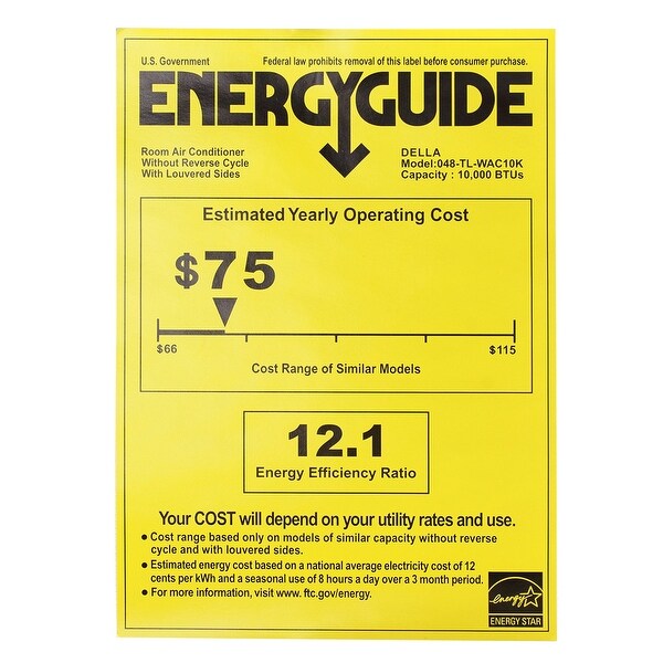 DELLA Mini AC 115V Washable Filter White 10000 BTUs Remote Controlled - standard