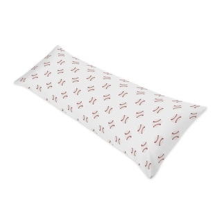 Sweet Jojo Designs Red and White Baseball Patch Sports Collection Body Pillow Case (Pillow Not Included)