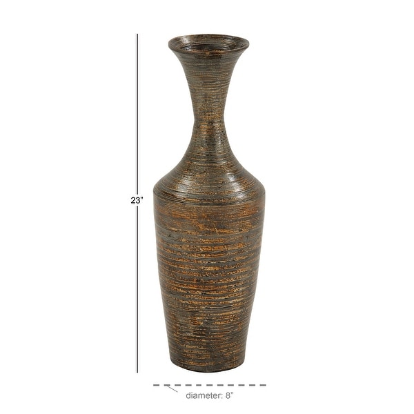Dark Brown Bamboo Traditional Vase 23 x 8 x 8