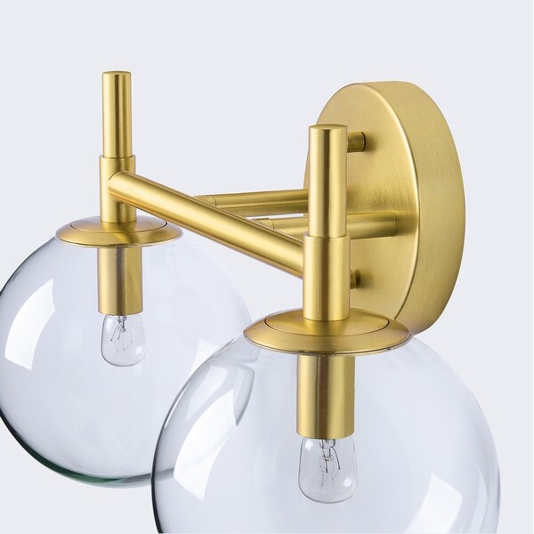 Dimmable Globe Glass Gold Bathroom Vanity Light Armed Sconces Wall Lighting