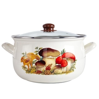 STP Goods Mushrooms Belly Deep Enamel on Steel Casserole w/Glass Lid