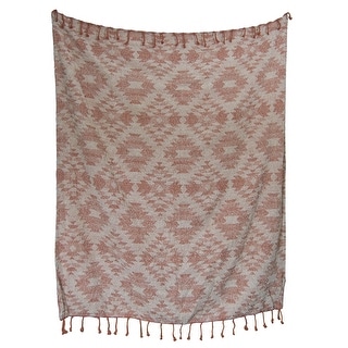 Foreside Home & Garden Hand Woven Jacquard Orange Cotton Throw Blanket