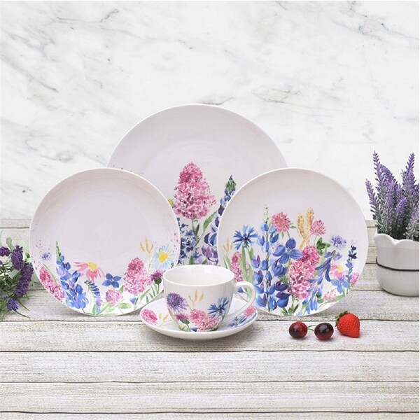 STP Goods Lavender Meadow Bone China Dessert Plate Set of 4 - 7.5"