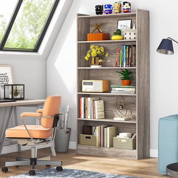 6-Tier Open Bookcase, 72 inches Large Tall Bookshelf, White - 11.81"D x 35.43"W x 72.04"H