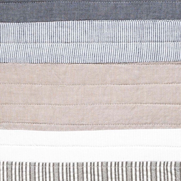 Nautica Tideway Neutral Stripe Cotton Reversible Quilt