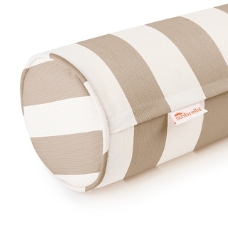 Austin Horn Classics Sunbrella Maxim Heather & Cabana Stripe Zippered & Filled Neck Roll Bolster, Single