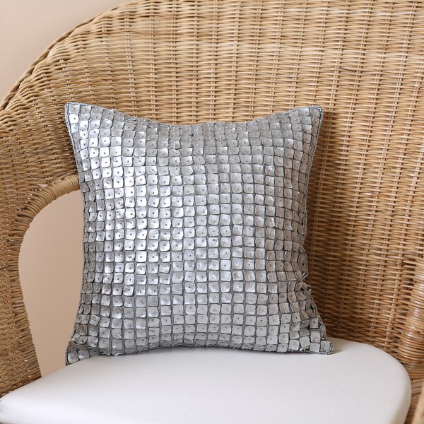 Aurora Home Mother of Pearl Accent 14-inch Square Throw Pillows (Set of 2)