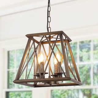Industrial Kitchen Island Pendant 4 Light for Dining Room Chandelier Rustic Bronze Finish Hanging Lighting