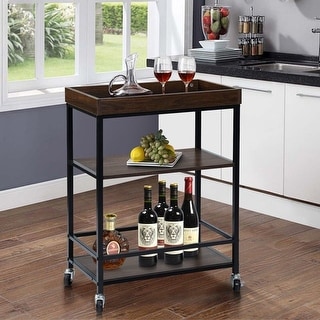 Kitchen Rolling Cart with Storage/Bar Serving Tray