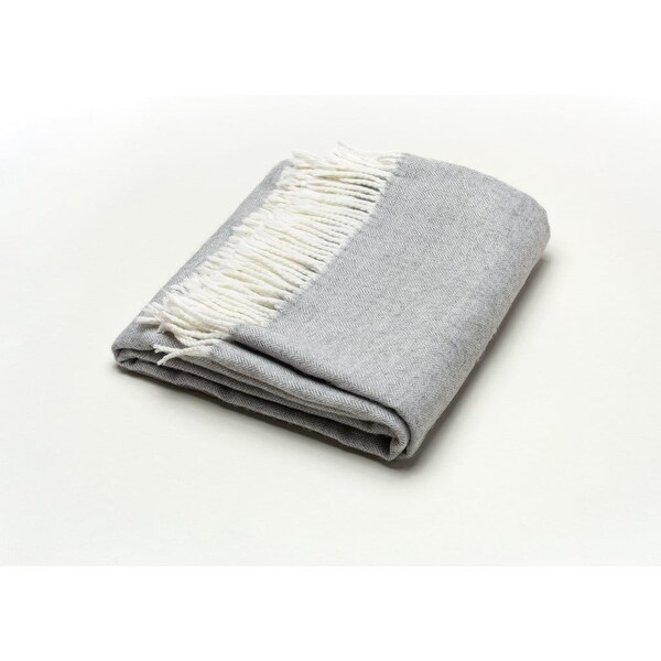 Light Gray Soft Acrylic Herringbone Throw Blanket