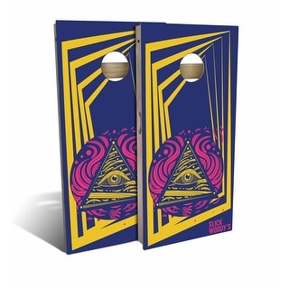 70S All Seeing Eye Backyard Cornhole Board Set (Includes 8 Bags) - N/A