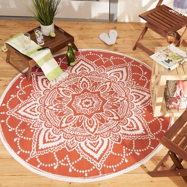 DII Boho Floral Outdoor Rug 5 Ft Round