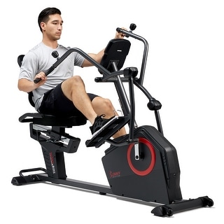 Sunny Health & Fitness Electromagnetic Recumbent Cross Trainer Exercise Elliptical Bike w/Arm Exercisers SunnyFit App