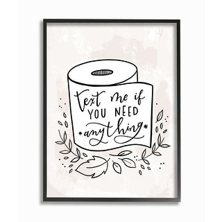 Stupell Bathroom Humor Text Me if You Need...Framed Wall Art - Black