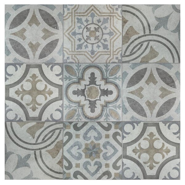 Merola Tile Llanes Perla Granada Encaustic 13.13" x 13.13" Ceramic Floor and Wall Tile