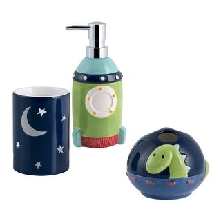 Space O Saurous 3pc Set Lotion Pump/Toothbrush Holder/Tumbler - 3pc bath accessory set