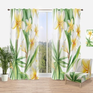 Designart 'Tropical Foliage and Yellow Flowers X' Traditional Curtain Single Panel