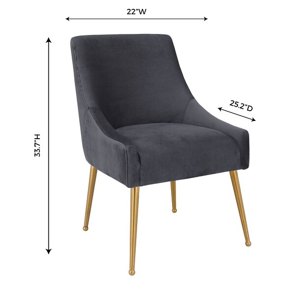 Silver Orchid Basquette Pleated Grey Velvet Side Chair