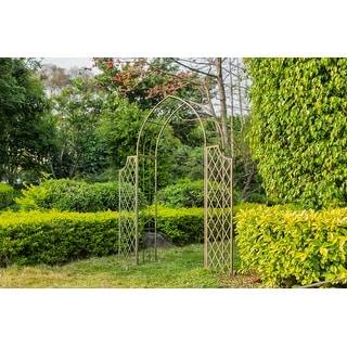 SAFAVIEH Outdoor Living Jaida Victorian Trellis Iron Arbor.
