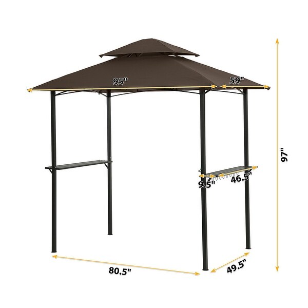8 x 5 Ft Outdoor Grill Gazebo with Hook and Bar Counters