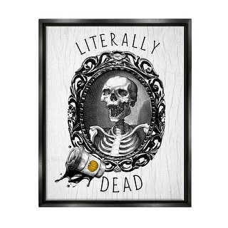 Stupell Literally Dead Skeleton Spilled Coffee Ornate Design Floater Frame, Design by Daphne Polselli