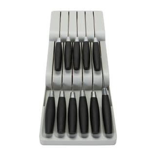 Kitchen Details 2 Tier in Drawer Knife Organizer in Grey - 15.75"x 6.2"x 2.75"