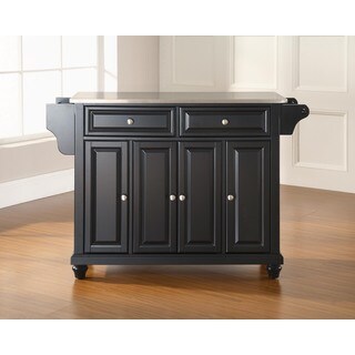 Cambridge Stainless Steel Top Kitchen Island in Black Finish