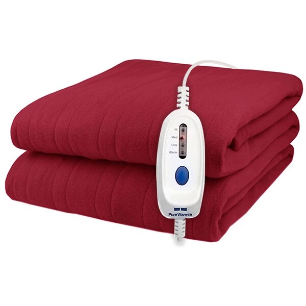 Pure Warmth Solid Flannel Electric Heated Warming Blanket
