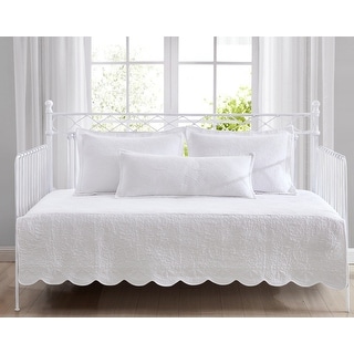 Laura Ashley Solid Trellis White Cotton Daybed Cover Set