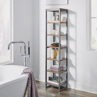 Homestyles Barnside Gray Wood Seven Tier Shelf - 13" x 11" x 60"