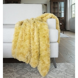 Millihome Morgan Rattan Faux Fur Throw Blanket 50"x60"