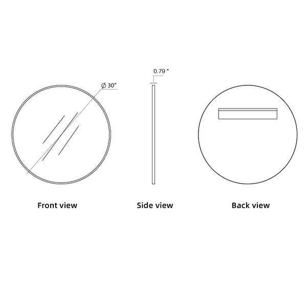 30 inch Round Wall Mounted Bathroom Vanity Mirror with Matte Black Border - 30 inch