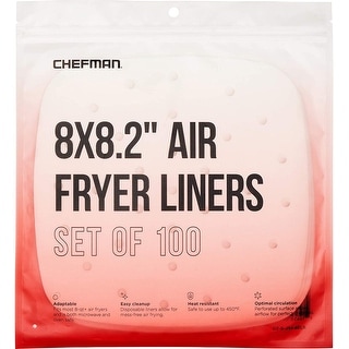 Chefman Disposable, Heat-Resistant Air Fryer Liners, 100 Pack, 8x 8" Square
