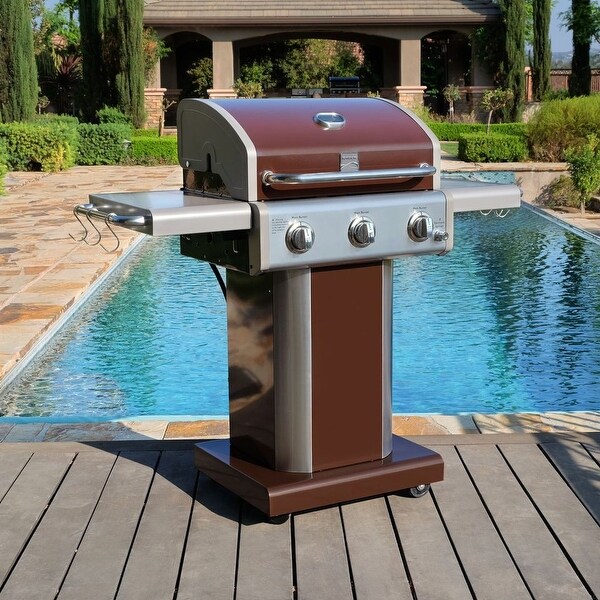 Kenmore 3 Burner Pedestal Grill with Foldable Side Shelves - product size:1298*613*1145mm,