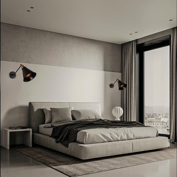 Vintage Industrial Edison Antique Matte Black Wall Sconce Simplicity Swing arm Wall light fixture