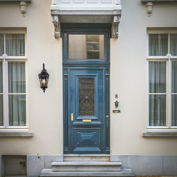 1-Light Matte Black Finish Die-cast Aluminum Outdoor Wall Lantern Sconce with Clear Tempered Glass - W 6.5"xD 11"xH 18.5"