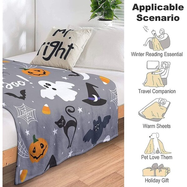 Halloween Blanket Pumpkin Ghost Cat Throw Blanket for Kids