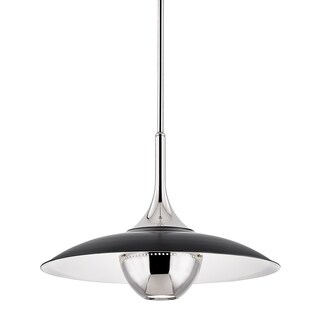 Clarkson 1-light Polished Nickel Pendant, Black Painted Metal