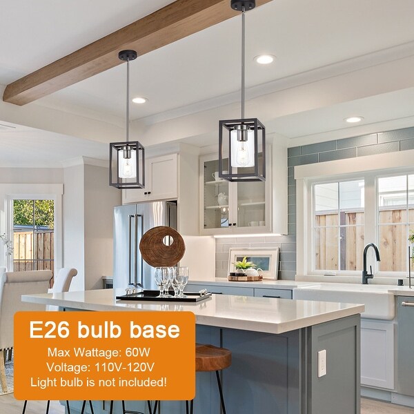 Vinluz 1-Light Square/Rectangle Pendant Light with Clear Glass