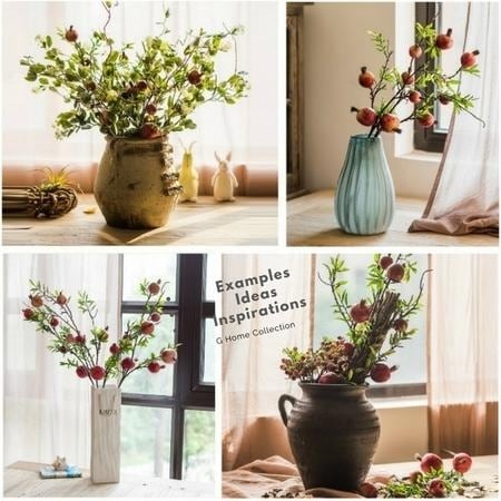 RusticReach Artificial Large Pomegranate Fruit Stem 36" Tall