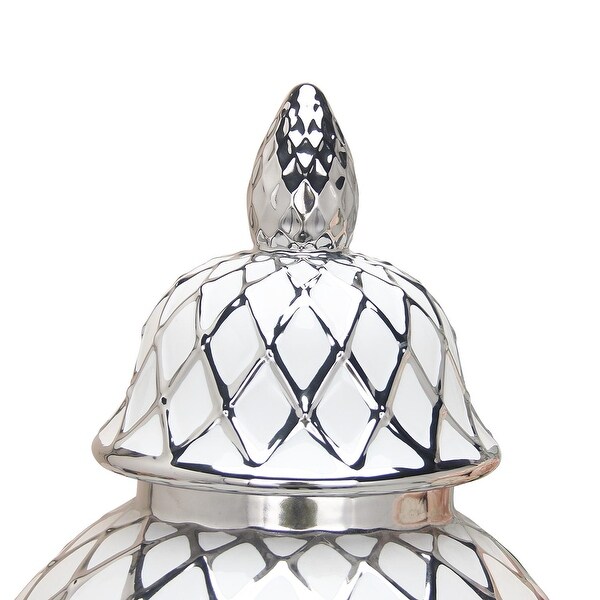 Beloved Elegant White Ceramic Ginger Jar Vase with Gold Accents and Removable Lid