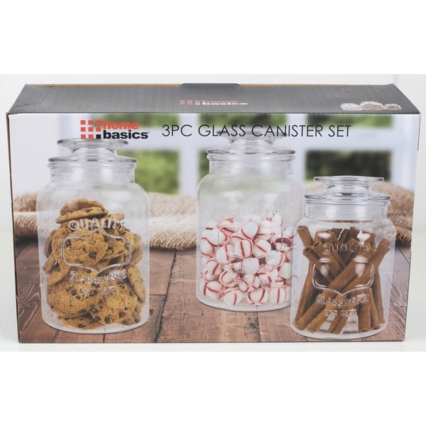 Home Basics Clear 3-piece Glass Lid Canister Set