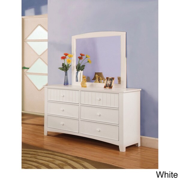 Hae Transitional Solid Wood 6-Drawer 2-Piece Dresser and Mirror Set by Furniture of America